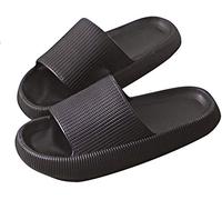 Pillow Slides Slippers, Unisex Shower Sandals with Thick Sole, Ultra-Soft Slippers Extra Soft Cloud Shoes Non-Slip Quick-Drying Open Toe Pillow Slides Sandals (Black, numeric_44)