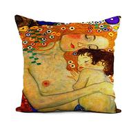 Pillowcases Vintage Mother and Child by Gustav Klimt Fine Three Throw Pillow Case Colorful Pillow Cover Decoration Throw Cushion Cover For Gifts, Coworker, 45X45Cm