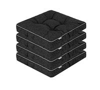 PillowPrim Juego de 4 cojines para silla, 49 x 47 cm, para exteriores, interiores, exteriores, interiores, jardín, invierno, ocio, verano, vacaciones, color negro