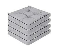 PillowPrim Juego de 4 cojines para silla, 49 x 47 cm, para exteriores, interiores, exteriores, interiores, jardín, invierno, ocio, verano, vacaciones, cenizas