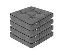PillowPrim Juego de 4 cojines para silla 49x47 cm Fundas de asiento Fundas acolchadas para exteriores/interiores Exterior/Interior Jardín Invierno jardín Ocio Verano Vacaciones de verano Antracita