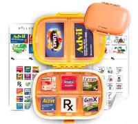 PillyPal V2 Portable Travel Pill Organizer Holder with Stickers - 8 Slot Durable Compact Case to Organize Meds, Pills, Medicine, Prescriptions, Health Vitamins, Jewelry, Travel Essentials - Orange
