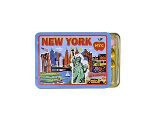 Pillzar - Imán para nevera de Nueva York, pastillero portátil de lata con 3 compartimentos, organizador de vitaminas, regalo de recuerdo coleccionable único, apto para viajes, 3.5 x 2.6 pulgadas