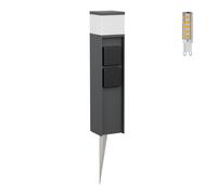 Pilona luminosa PODEL con piqueta de suelo para exterior 39cm antracita 2 tomas