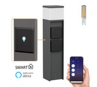 Pilona PODEL para exterior Smart Home 39cm antracita 2 tomas incl. G9 [EEK: E]