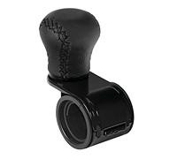 PILOT 00039 Revolve - Pomo volante de piel con costuras negras, soporte negro, universal para volantes con sección de 20 a 40 mm