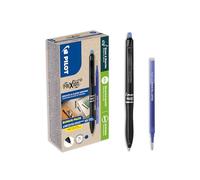 PILOT - 10 FriXion Ball Plus + 10 Recambios - Borrable - Azul | Borrable Ergonómico Retráctil y Recargable - Máximo Confort de Escritura - Fabricado en Francia - Azul - Punta Media (0,7mm)