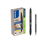 PILOT - 10 FriXion Ball Plus + 10 Recambios - Borrable - Negro | Roller Tinta Gel Ergonómico Retráctil y Recargable - Máximo Confort de Escritura - Negro - Punta Media (0,7mm)