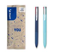 PILOT - 2 Bolígrafos 4 Colores - Super Grip G4 - Azul Marino, Azul Claro | Bolígrafo de Bola con Agarre Ergonómico - Escritura Fluida y Cómoda - Retráctil - Punta Media (1mm)