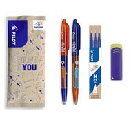 PILOT - 2 FriXion Ball + 3 Recambios + 1 Goma GRATIS - Bolígrafo Borrable | Tinta Azul - Edición Limitada Friends - Bolígrafo de la Amistad - Deporte - Recargable - Punta Media (0,7mm)