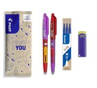 PILOT - 2 FriXion Ball + 3 Recambios + 1 Goma GRATIS - Bolígrafo Borrable | Tinta Azul - Edición Limitada Friends - Bolígrafo de la Amistad - Flores - Recargable - Punta Media (0,7mm)