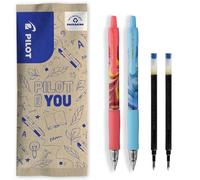 PILOT - 2 G2 Flow + 2 Recambios - Roller Tinta Gel - Tinta Azul | Escritura Fluida - Edición Limitada - Retráctil y Recargable - Cuerpo Rosa y Azul - Punta Media (0,7mm)