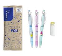 PILOT - 3 FriXion Ball + 1 Goma GRATIS - Bolígrafo Borrable - Pool Party | Edición Limitada Pool Party - Tinta Azul, Violeta, Negra - Bolígrafos Bonitos - Punta Media (0,7mm)