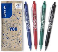 PILOT - 4 FriXion Ball Clicker - Bolígrafo Borrable Retráctil | Tinta Termosensible - Agarre Ergonómico - Escritura Fluida, Limpia - Negro, Azul, Rojo, Verde - Punta Media (0,7mm)