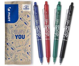 PILOT - 4 FriXion Ball Clicker - Bolígrafo Borrable Retráctil | Tinta Termosensible - Agarre Ergonómico - Escritura Fluida, Limpia - Negro, Azul, Rojo, Verde - Punta Media (0,7mm)