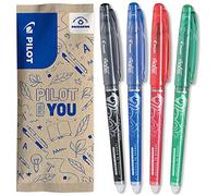 PILOT - 4 FriXion Point - Bolígrafo Borrable Recargable - Punta Fina | Tinta Termosensible - Máxima Precisión - Escritura Limpia, Sin Tachaduras - Negro, Azul, Rojo, Verde - Punta Fina (0,5mm)