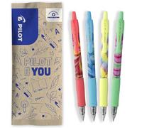 PILOT - 4 G2 Flow - Roller Tinta Gel - Edición Limitada - Punta Media | Escritura Fluida - Edición Limitada - Retráctil y Recargable - Cuerpo Rosa, Azul, Amarillo, Verde - Punta Media (0,7mm)