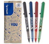 PILOT - 4 V-Ball 05 - Roller de Tinta Líquida - 4 Colores - Punta Fina | Escritura Fluida, Precisa y Ligera - Secado Rápido - Negro, Azul, Rojo, Verde - Punta Fina Cónica (0,5mm) - Trazo (0,3mm)