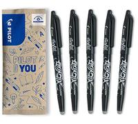 PILOT - 5 FriXion Ball - Bolígrafo Borrable Recargable - Negro | Tinta Termosensible - Escritura Fluida, Limpia, Sin Tachaduras - Negro - Punta Media (0,7mm)