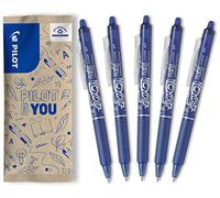 PILOT - 5 FriXion Ball Clicker - Bolígrafo Borrable Retráctil - Azul | Tinta Termosensible - Agarre Ergonómico - Escritura Fluida, Limpia, Sin Tachaduras - Azul - Punta Media (0,7mm)
