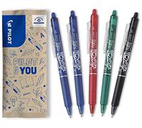 PILOT - 5 FriXion Ball Clicker - Bolígrafo Borrable Retráctil | Tinta Termosensible - Agarre Ergonómico - Escritura Fluida, Limpia - 2 Azul, 1 Negro, 1 Rojo, 1 Verde - Punta Media (0,7mm)