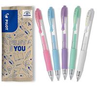 PILOT - 5 G2 - Bolígrafo Tinta Gel Pastel - Rosa, Azul, Violeta, Verde | Tinta Gel Efecto Pastel - Retráctil y Recargable - Trazo Fluido y Suave - Punta Media (0,7mm)