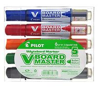 PILOT - 5 V-Board Master - Marcador Pizarra Blanca - Recargable | Borrable en Seco - Tinta Líquida, Colores Intensos - Negro, Azul, Rojo, Verde, Naranja - Punta Media