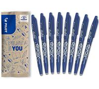 PILOT - 8 FriXion Ball - Bolígrafo Borrable Recargable - Azul | Tinta Termosensible - Escritura Fluida, Limpia, Sin Tachaduras - Azul - Punta Media (0,7mm)