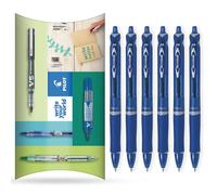 Pilot Acroball Bolígrafo retráctil, gama Begreen 79% reciclado, paquete de 6 bolígrafos, punta mediana de 1,0 mm, ideal para escribir, escuela, hogar, revisión, oficina (azul)