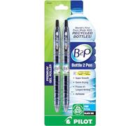 Pilot B2P - Bolígrafo de gel recargable y retráctil de botella a bolígrafo, hecho de botellas recicladas, punta fina, tinta negra G2, paquete de 2 (31605)