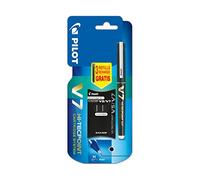 Pilot Bolígrafo de tinta líquida, Punta mediana + 1 cartucho de 3 cartuchos, Negro