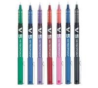 Pilot Bolígrafos BX V5- Bolígrafo Extra Fino Hi-Tecpoint con Punta 0.5mm Anchura Línea 0.3mm (1x Cada Color: Negro, Rojo, Azul, Verde, Violeta, Azul claro, Rosa Claro), paquete de 7