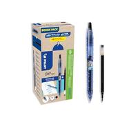 PILOT - Caja de 10 Bolígrafos B2P Gel con 5 Recambios + 5 de Regalo - Retráctil y Recargable - Fabricado con Plástico de Botellas Recicladas - Tinta Gel - Negro - Punta Media