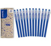 PILOT Caja de 12 Bolígrafos FriXion Ball Stick - Tinta de gel borrable - 12 Azul - Punta Media
