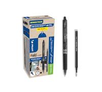PILOT - Caja de 12 FriXion Ball Clicker 07 + 12 Recambios - Bolígrafo Borrable con Tinta Termosensible - Bolígrafo Retráctil y Recargable - Negro - Punta Media