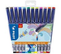 PILOT Caja de 12 FriXion Fineliner - Rotuladores borrables con tinta sensible al calor - 12 colores - Punta Media