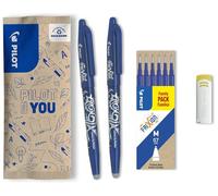 Pilot Flowpack 2 uds FriXion Ball - Set de 6 recargas y 1 goma - Bolígrafo borrable - Azul - Punta Media