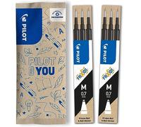 PILOT Caja de 2 set de 3 Recambios FriXion - Recambios para Bolígrafos borrables - Compatible con FriXion Ball y FriXion Ball Clicker - Negro - Punta Media (6 recambios)