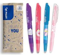 PILOT - Caja de 3 Frixion Ball + 1 rotulador FriXion Light - Bolígrafos borrables - Edición limitada Sweet Paradise - Bolígrafos recargables - Azul turquesa, rosa coral, violeta - Punta media