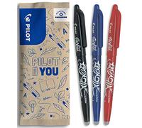 PILOT Caja de 3 FriXion Ball - Bolígrafo borrable con tinta termosensible - Bolígrafo rollerball recargable - Negro, Azul, Rojo - Punta Media