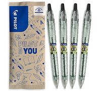 PILOT - Caja de 4 Bolígrafos B2P Ecoball 1.0 - Bolígrafo Retráctil y Recargable - Begreen - Negro - Punta Media