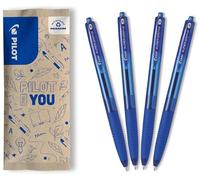PILOT Caja de 4 Bolígrafos Super Grip - Biros recargables y retráctiles - Azul - Punta Media