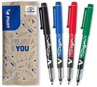 PILOT Caja de 4 rotuladores V-Sign - Rotuladores para escribir de tinta líquida - Trazo suave óptimo - Secado inMediato - Azul, Negro, Rojo, Verde - Rotuladores de punta Media de 2,0 mm