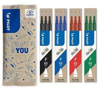 PILOT - Caja de 4 set de 3 Recambios FriXion - Recambios para Bolígrafos borrables - Compatible con FriXion Ball y FriXion Ball Clicker - Negro, Azul, Rojo, Verde - Punta Fina (12 recambios)