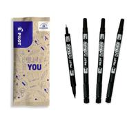 PILOT - Caja de 4 Twin Marker - Marcador Permanente 2 en 1 - Trazado Ultrapreciso Multisuperficie - En Plástico Reciclado - Negro - Doble Punta Fina y Extrafina