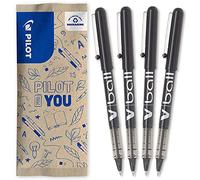 PILOT Caja de 4 VBall 05 - Bolígrafos roller con tinta líquida - Bolígrafos con punta cónica Fina para Escritura Suave y Precisa - Secado rápido, antimanchas - Negro - Punta Fina (0,5mm)