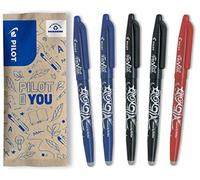 PILOT Caja de 5 FriXion Ball - Bolígrafo borrable con tinta termosensible - Bolígrafo rollerball recargable - 2 Azul, 1 Negro, 1 Rojo - Punta Media