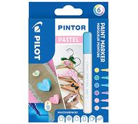 PILOT - Caja de 6 Pintor - Rotuladores al Agua Multisuperficie de Secado Rápido - Textil, Vidrio, Madera, Piedra, Bricolaje - Colores Pastel Surtidos - Punta Fina