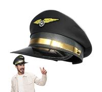 Pilot Cap - Airplane Halloween Costume Cap | Sailors Hat Caps Adult Navy Pilot Airline Captain Hat | Navy Blue, Breathable Cotton, Adjustable Strap, Unisex For Theme Party, Role Play, Costume Events