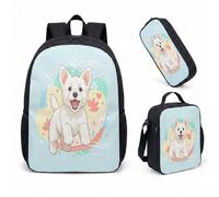 Pilot Dog Drone - Mochila de 17 pulgadas, juego de 3 piezas con diseño de ciudad caprichosa para niños, mochila escolar con lonchera, 03., L, Minimalista